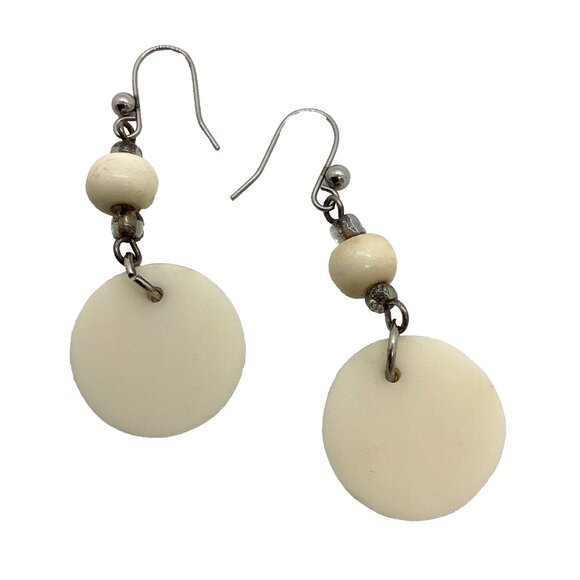 Mother of Pearl Look Dangle Pierced Earrings - Picture 2 of 4